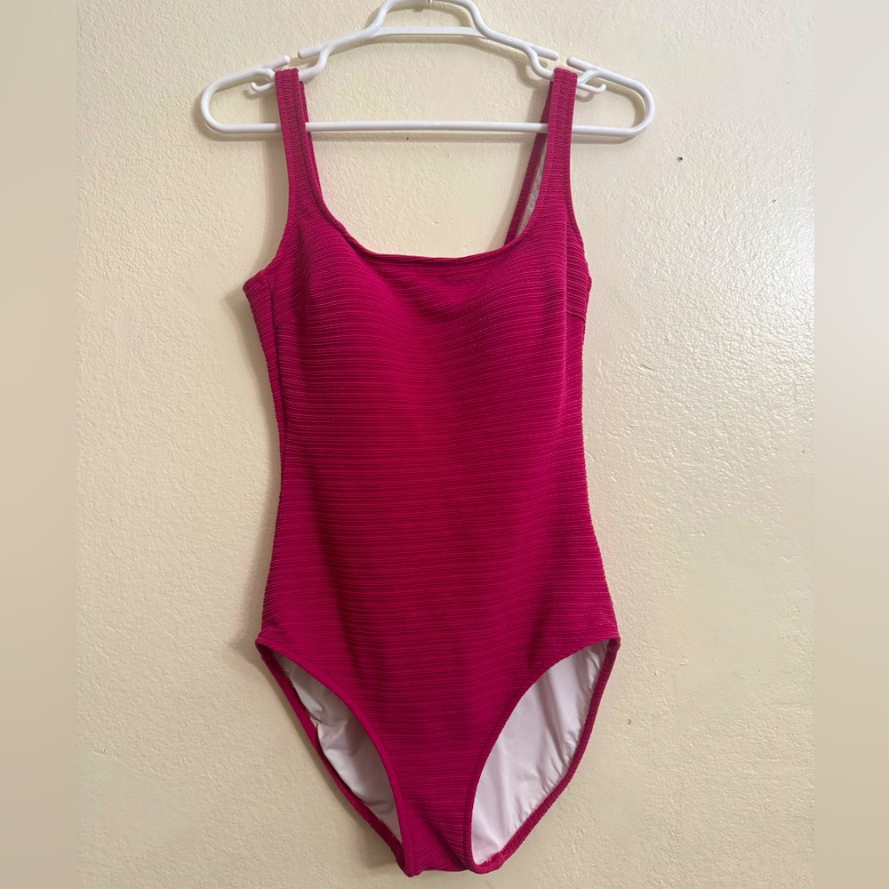 Gottex pink  Textured Square Neck swimsuit size 10